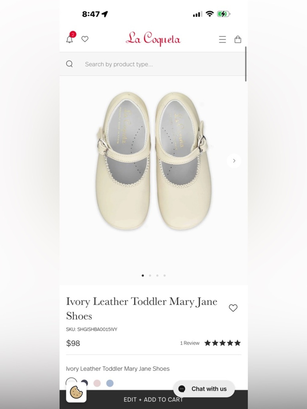 La Coqueta Ivory Nappa Leather Toddler Mary Jane Shoes Size 25 (9 US) - Picture 3 of 17